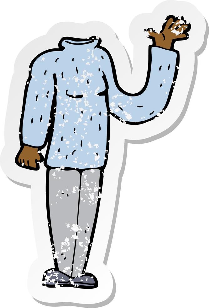 retro distressed sticker of a cartoon headless body vector