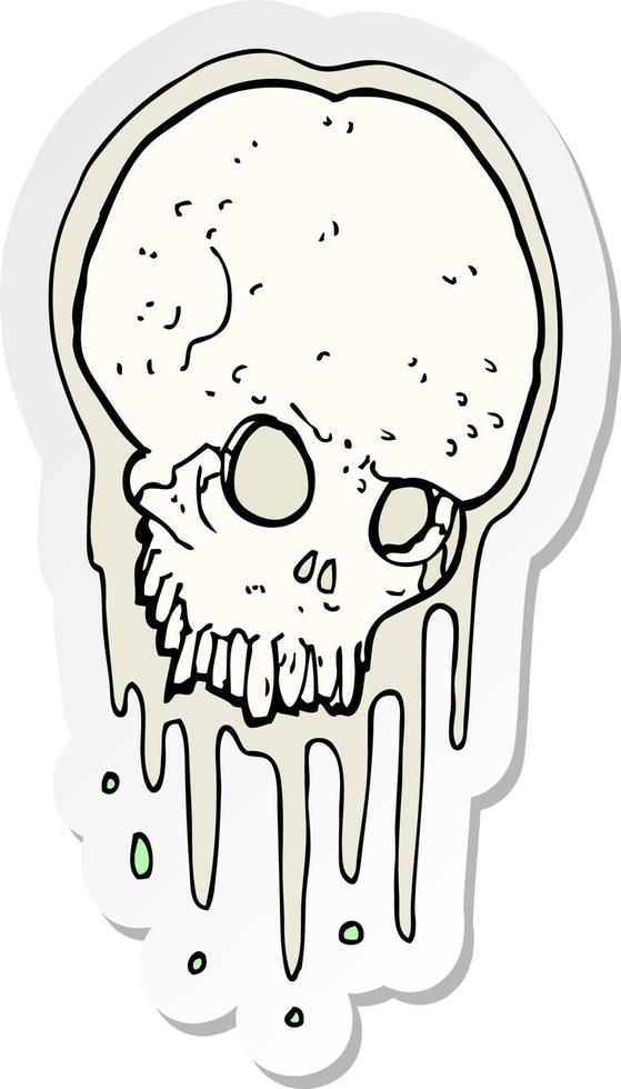 sticker of a cartoon scary skull vector