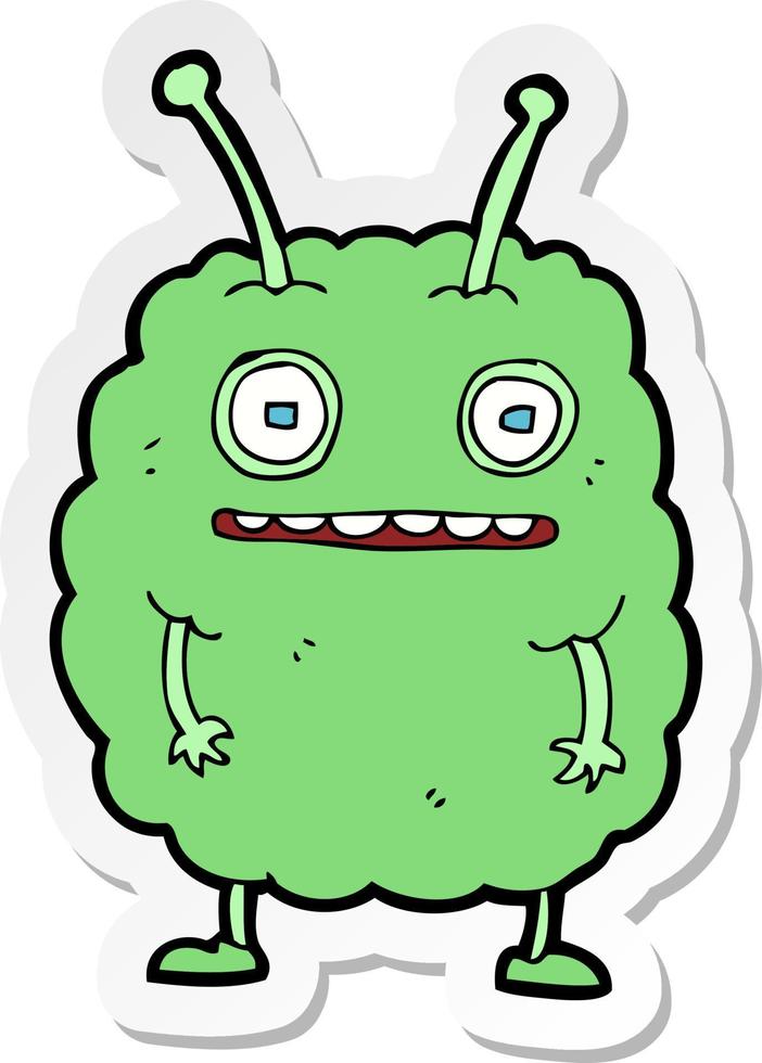 sticker of a cartoon funny alien monster vector