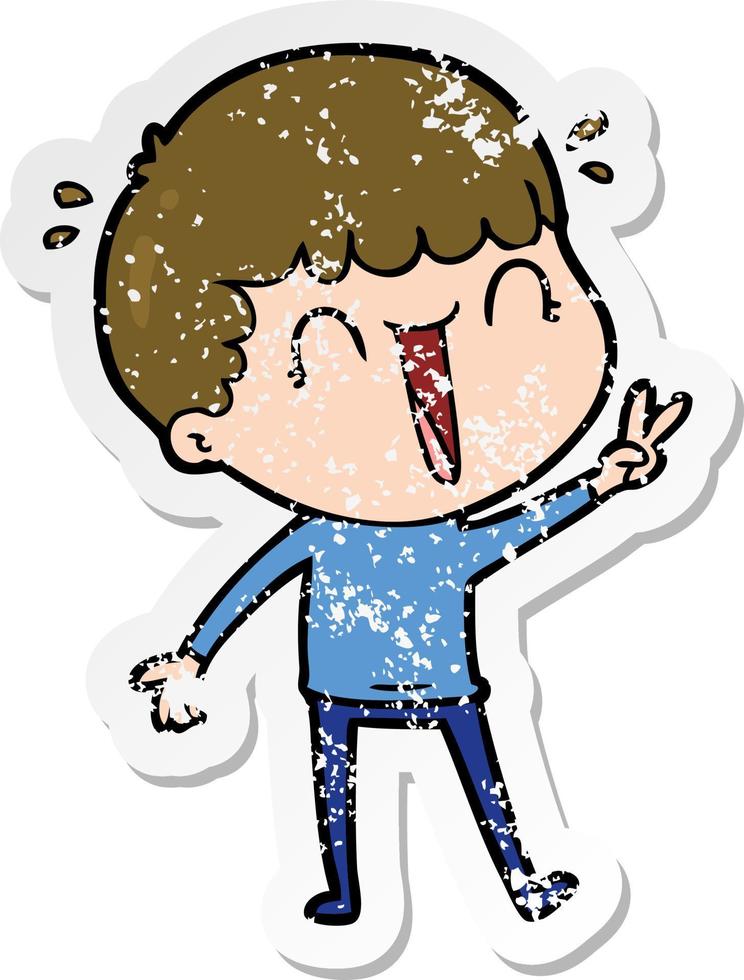 distressed sticker of a laughing cartoon man vector