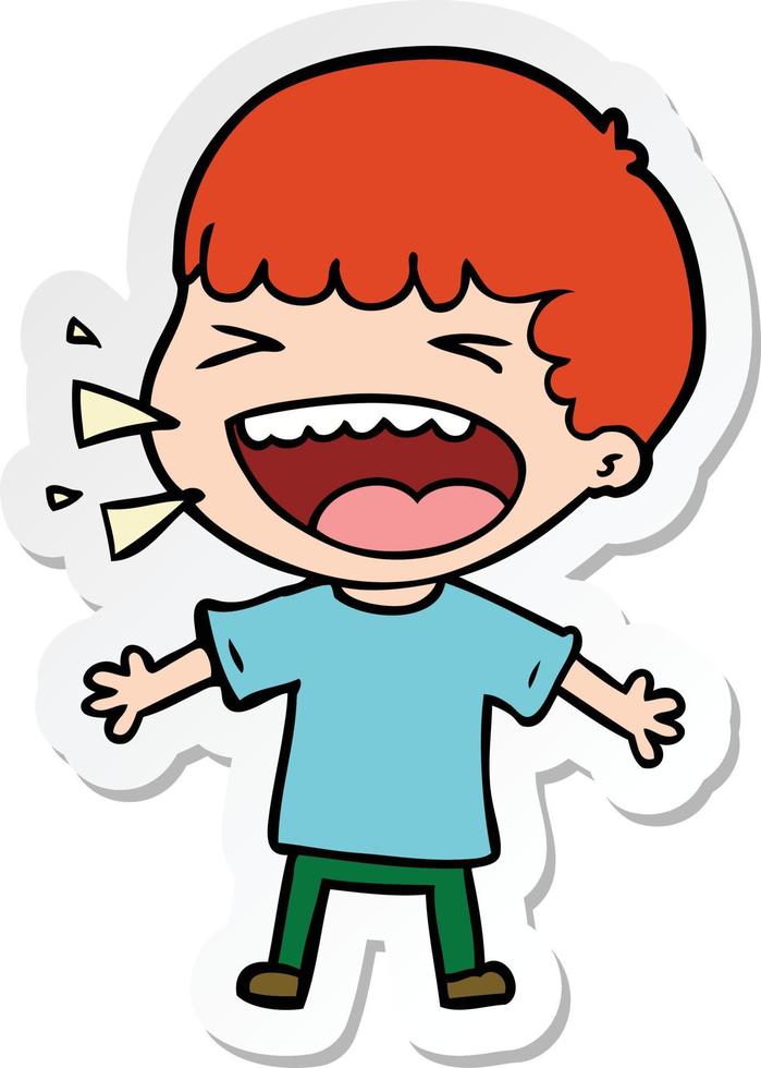 sticker of a cartoon laughing man vector