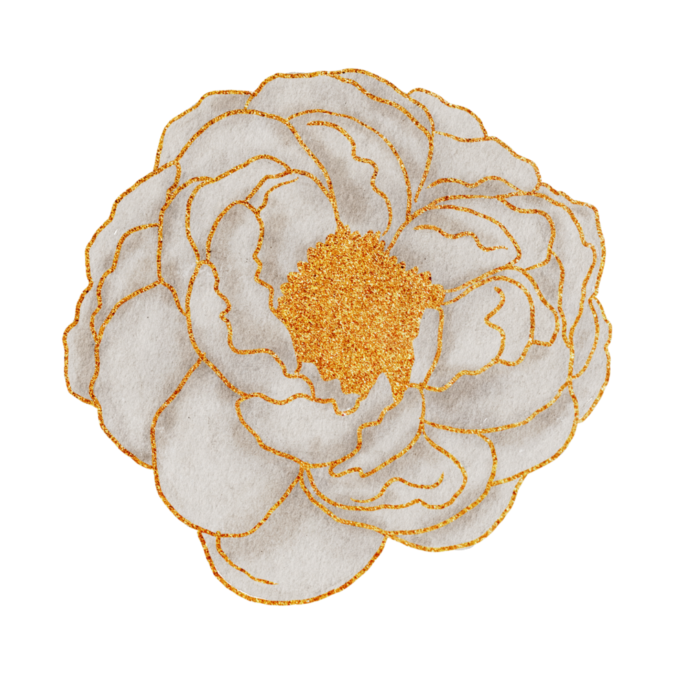 Flower with gold watercolor png