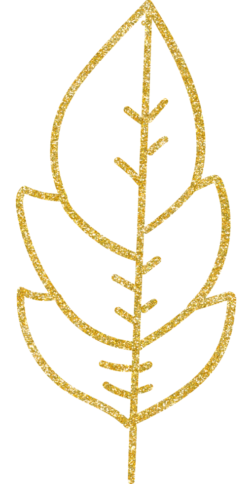 fleur et feuille de paillettes d'or png