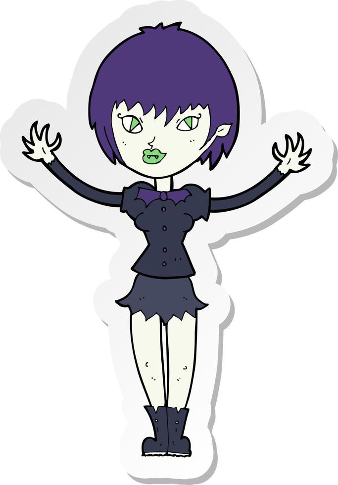 sticker of a cartoon vampire girl vector