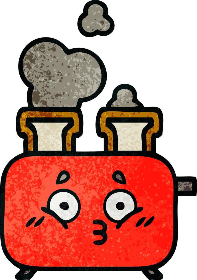 retro grunge texture cartoon of a toaster vector
