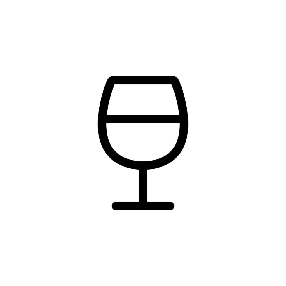 una copa de vector de icono de vino. ilustración de símbolo de contorno aislado