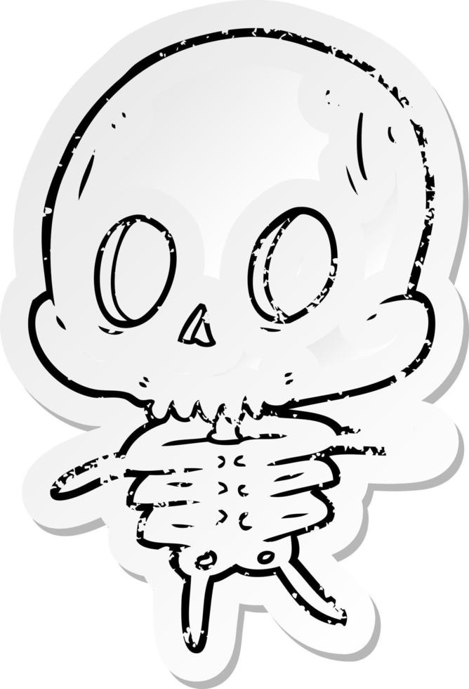 distressed sticker of a cartoon skeleton vector