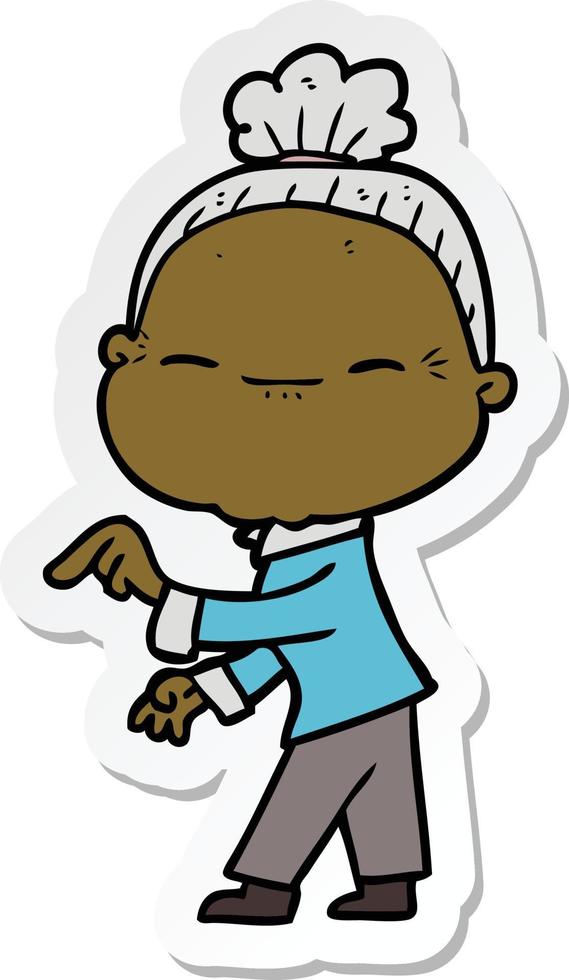 sticker of a cartoon peaceful old woman vector