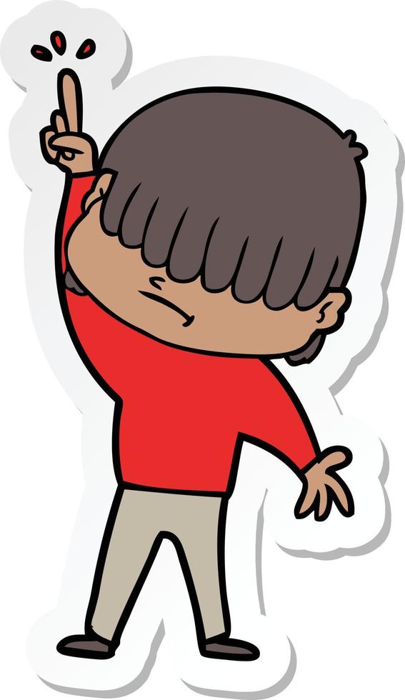 sticker of a cartoon boy with untidy hair vector