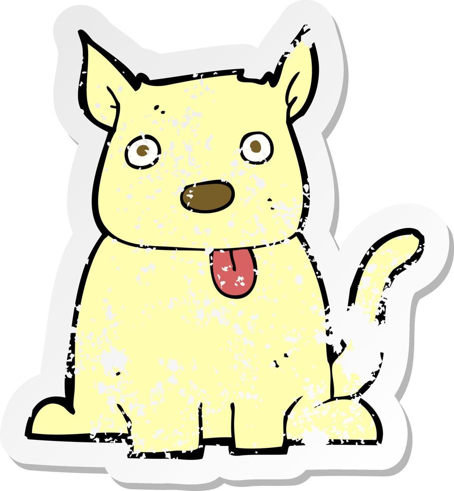 retro distressed sticker of a cartoon dog sticking out tongue vector