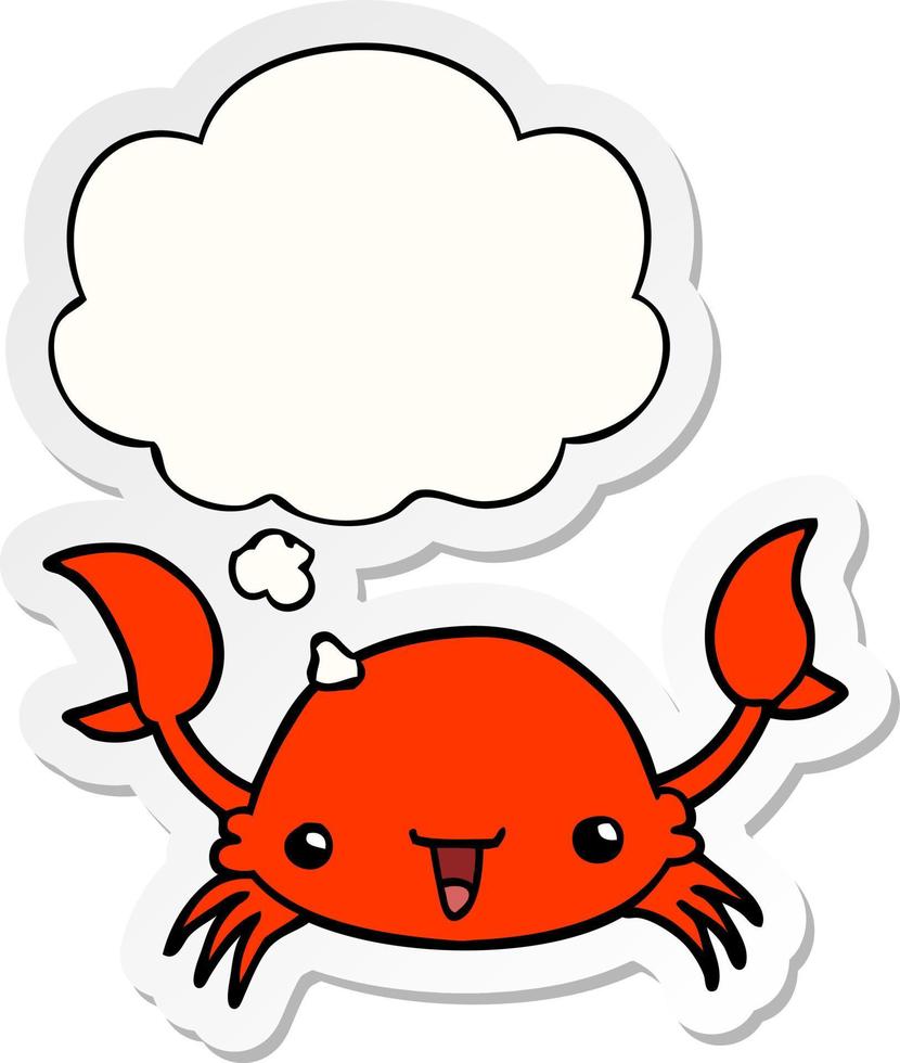 cartoon crab and thought bubble as a printed sticker vector