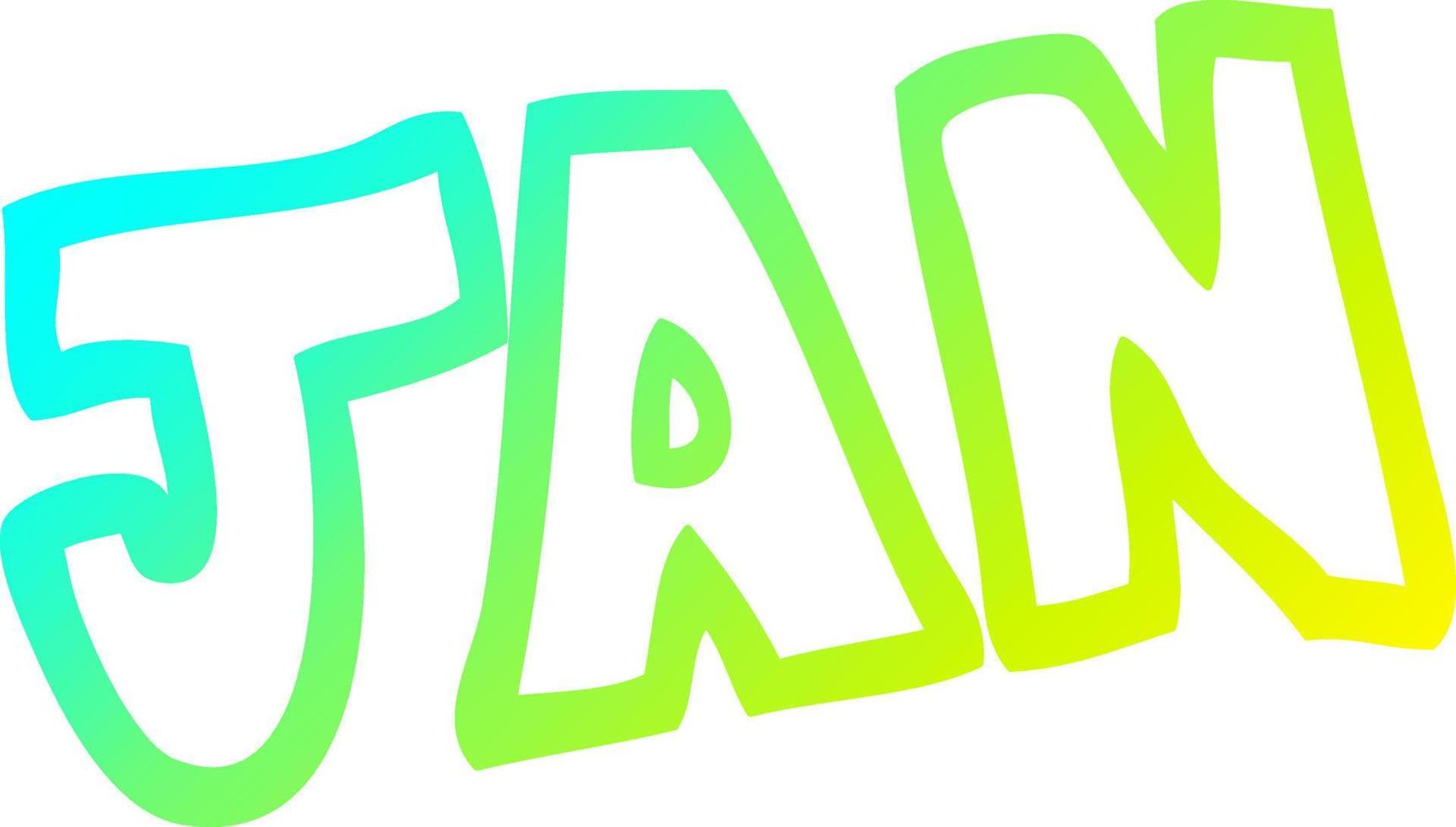 cold gradient line drawing cartoon month of january vector