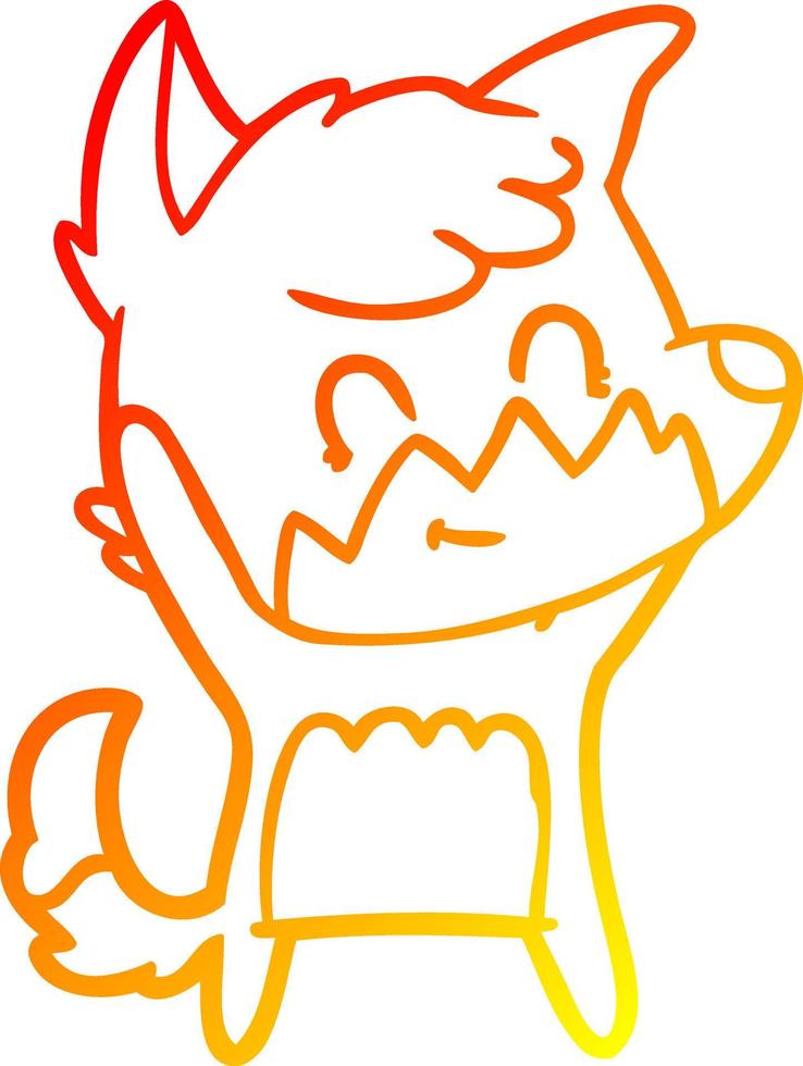 warm gradient line drawing cartoon friendly fox vector