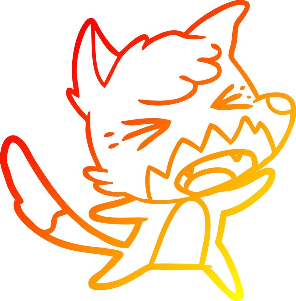warm gradient line drawing angry cartoon fox vector
