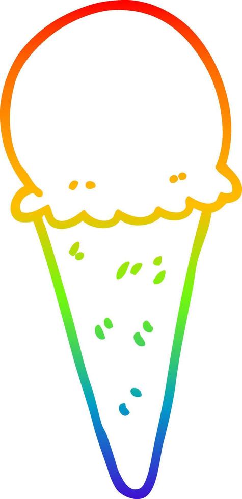 rainbow gradient line drawing cartoon ice cream vector