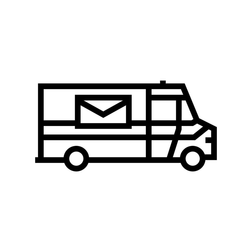 camión para la entrega de paquetes y la ilustración de vector de icono de línea de carta
