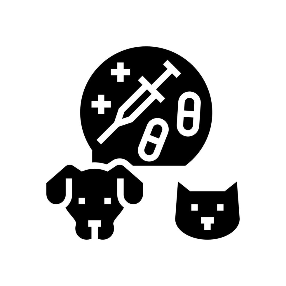 manejo del dolor animal glifo icono vector ilustración