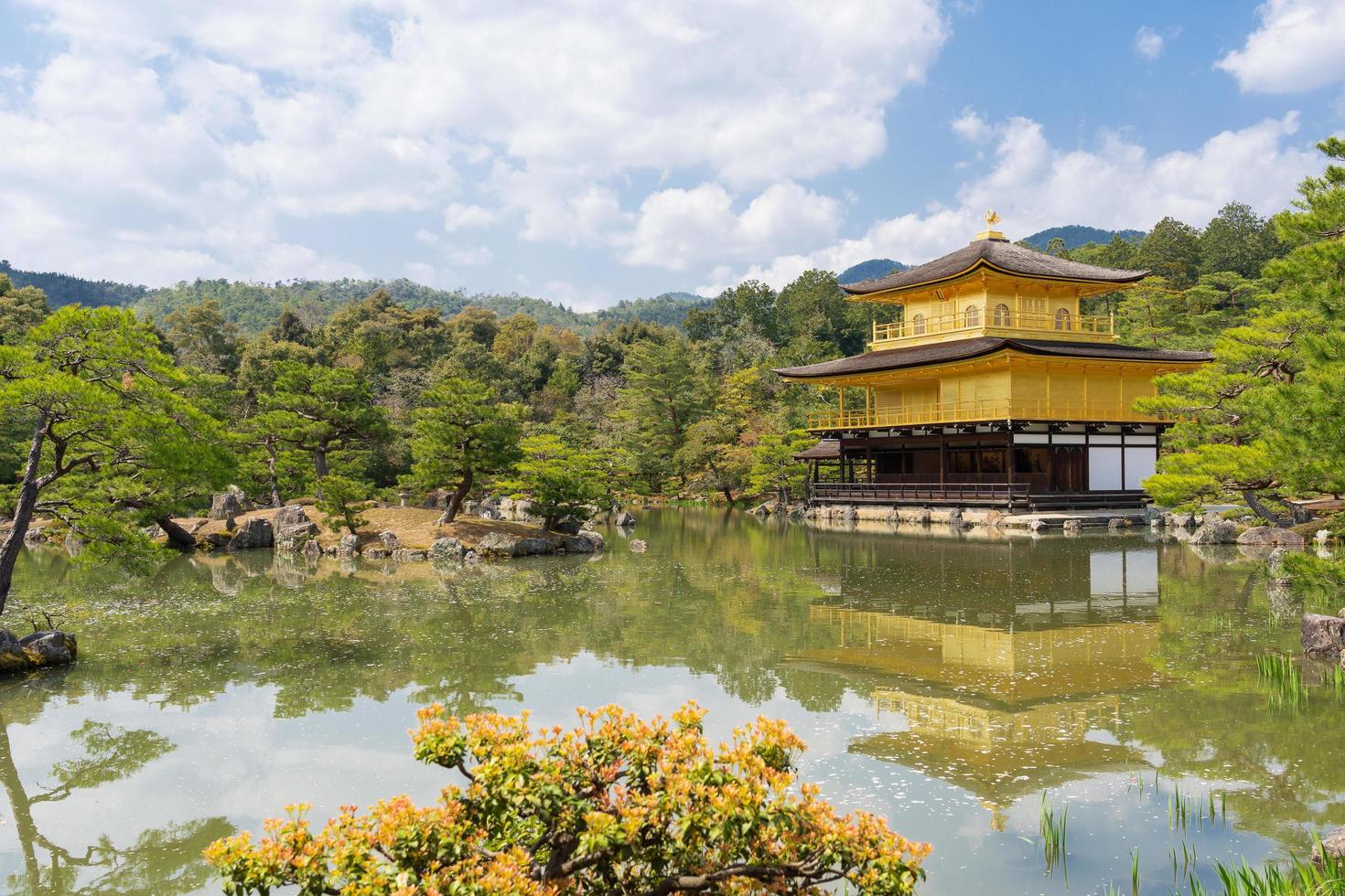 The golden pavilion at Kinkankuji Temple the Famous landmark for tourist in Kyoto Japan photo