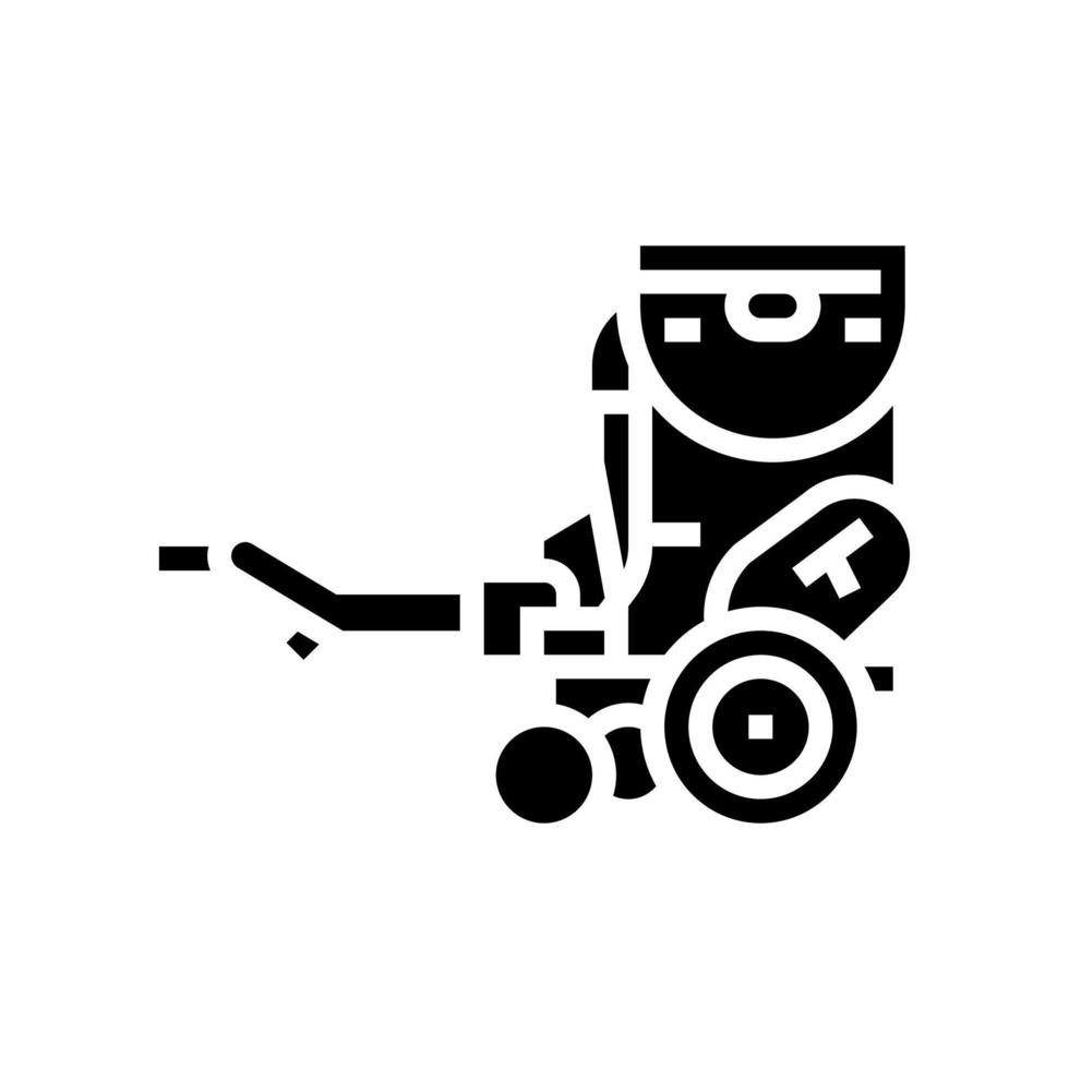 taladro de semilla tierra de cultivo máquina glifo icono vector ilustración