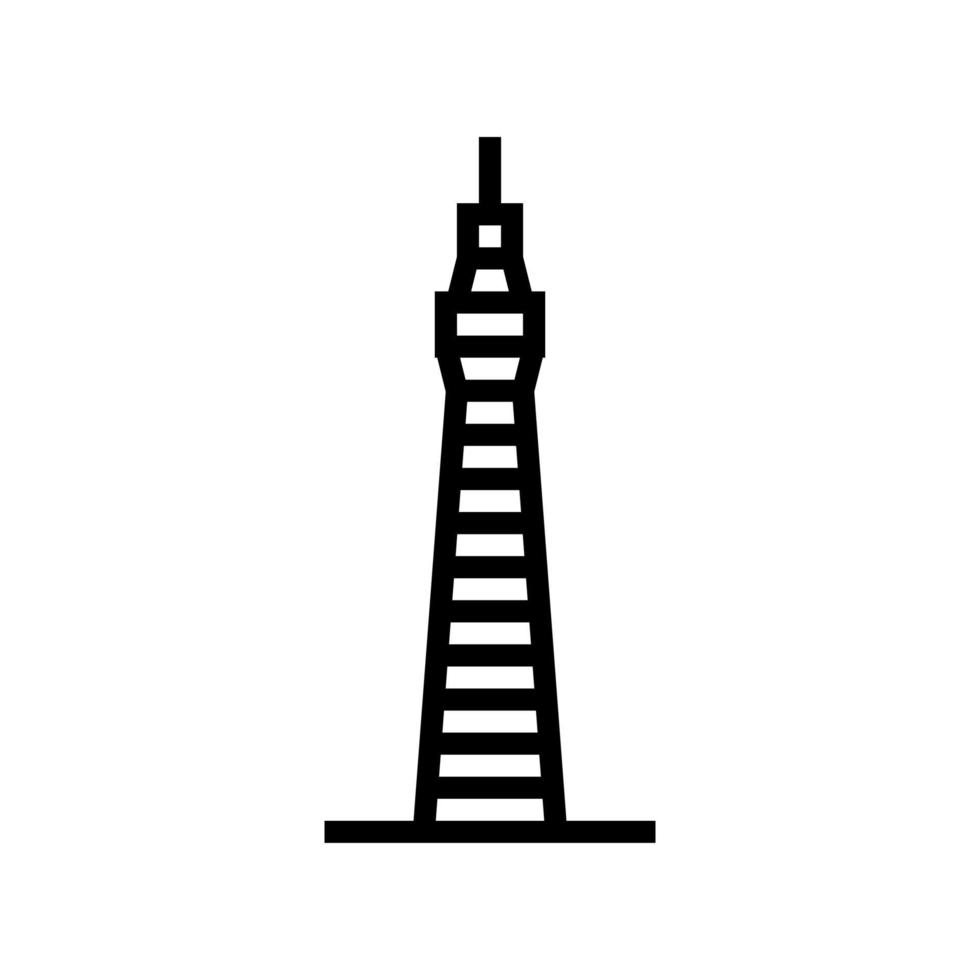 ilustración de vector de icono de línea de edificio de torre