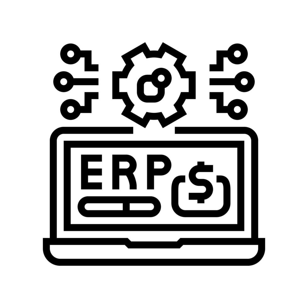 erp digital business line icon vector illustration