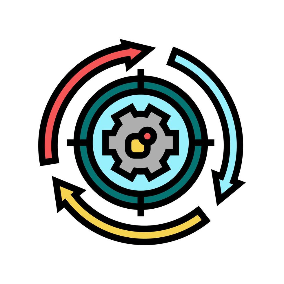 ilustración de vector de icono de color de proceso de trabajo del sistema