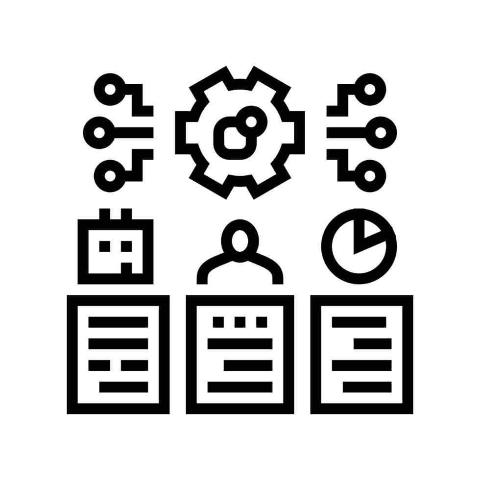 ilustración de vector de icono de línea de tareas de gestión