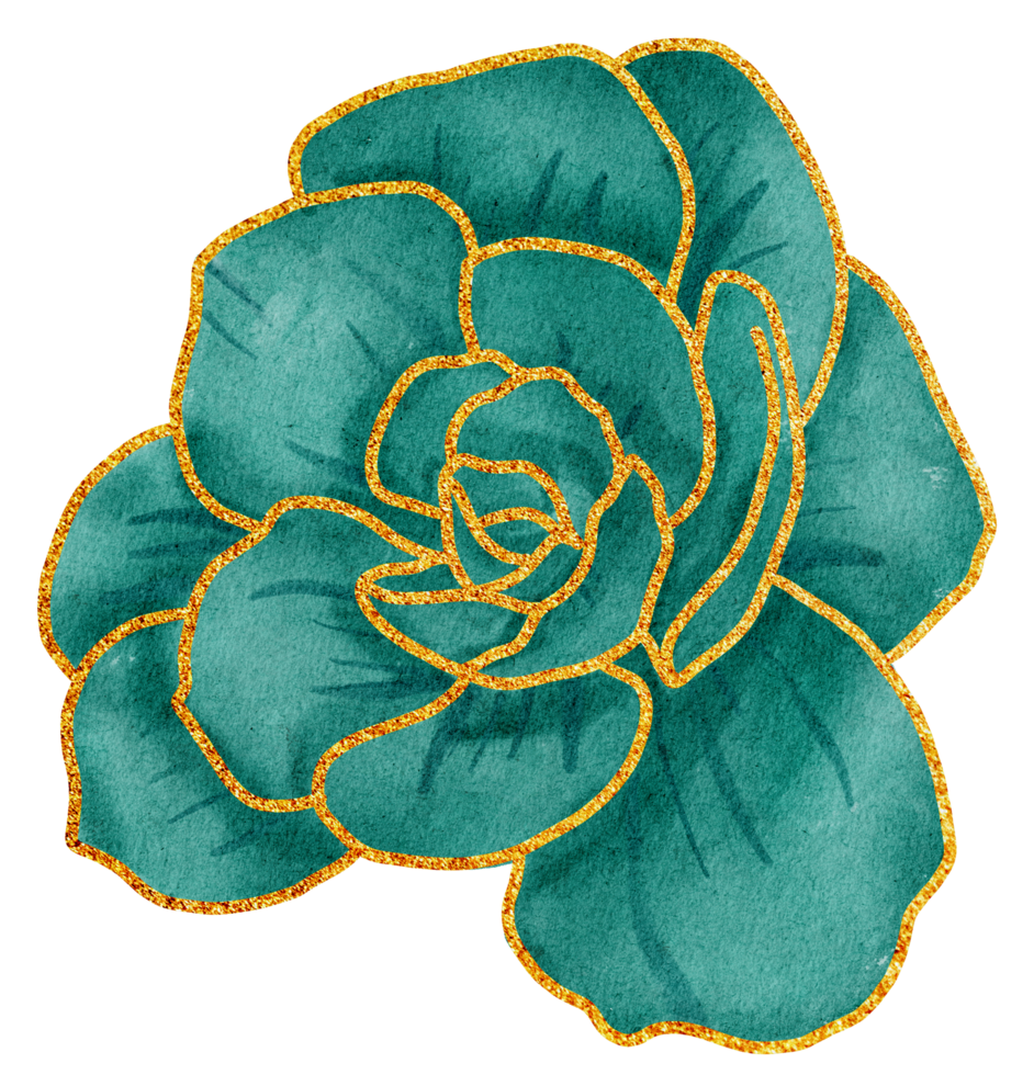 Flower with gold watercolor png