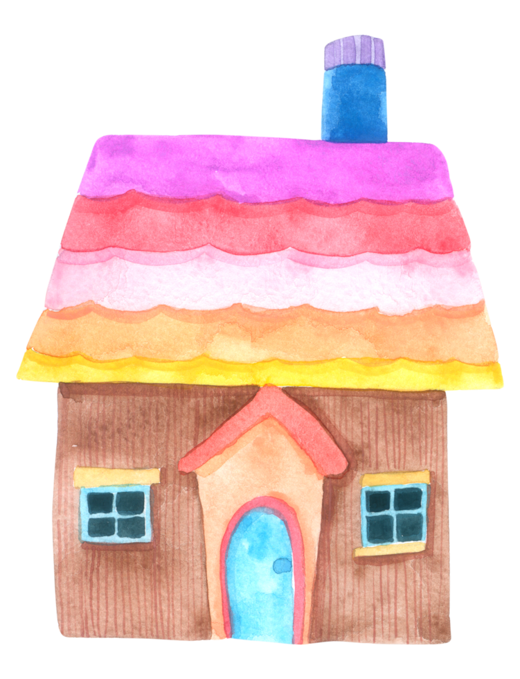 Cartoon house watercolor png