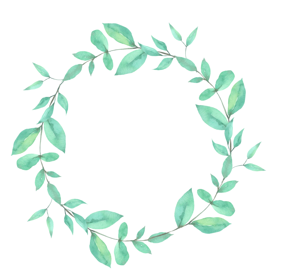 Green Leaf watercolor wreath png