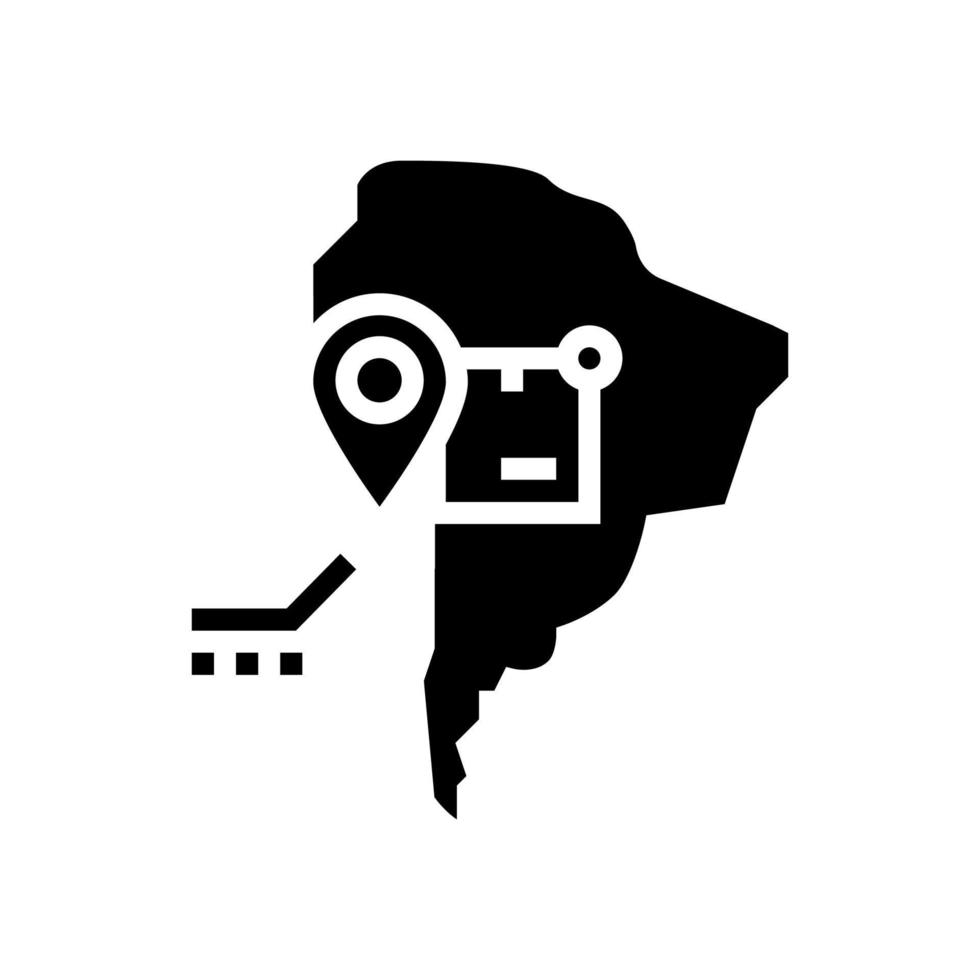 south america shipment tracking glyph icon vector illustration