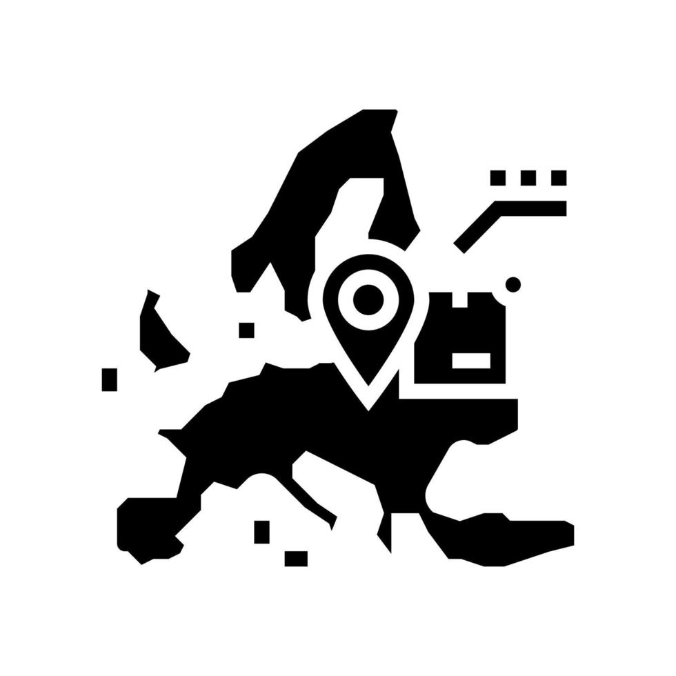 europe shipment tracking glyph icon vector illustration