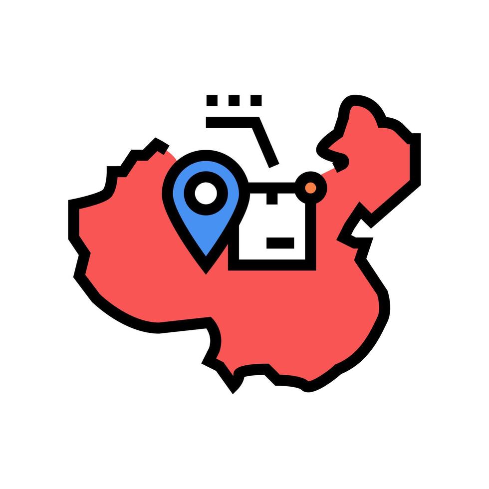 ilustración de vector de icono de color de seguimiento de envío de china