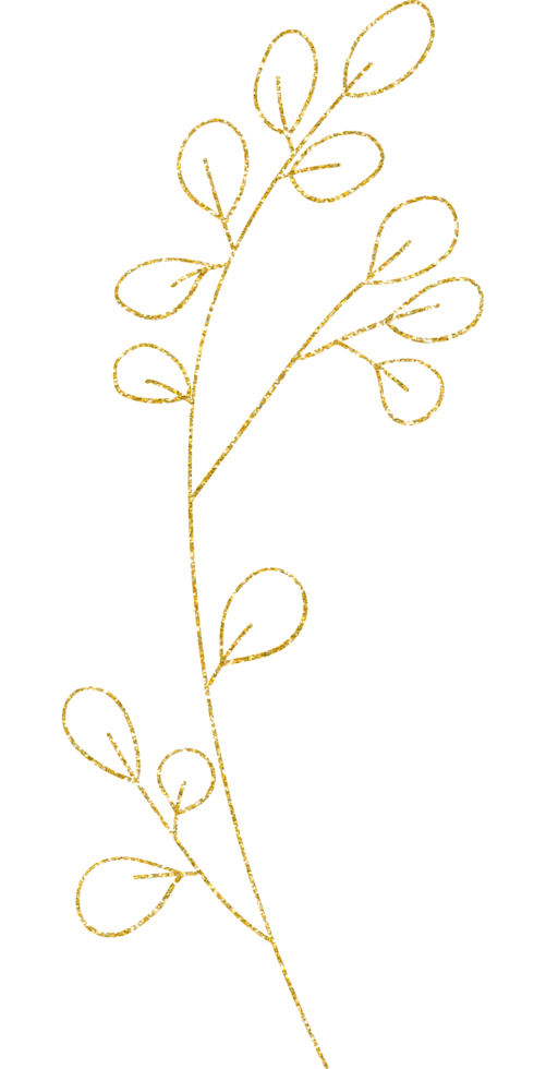 gold gliter flower and leaf png