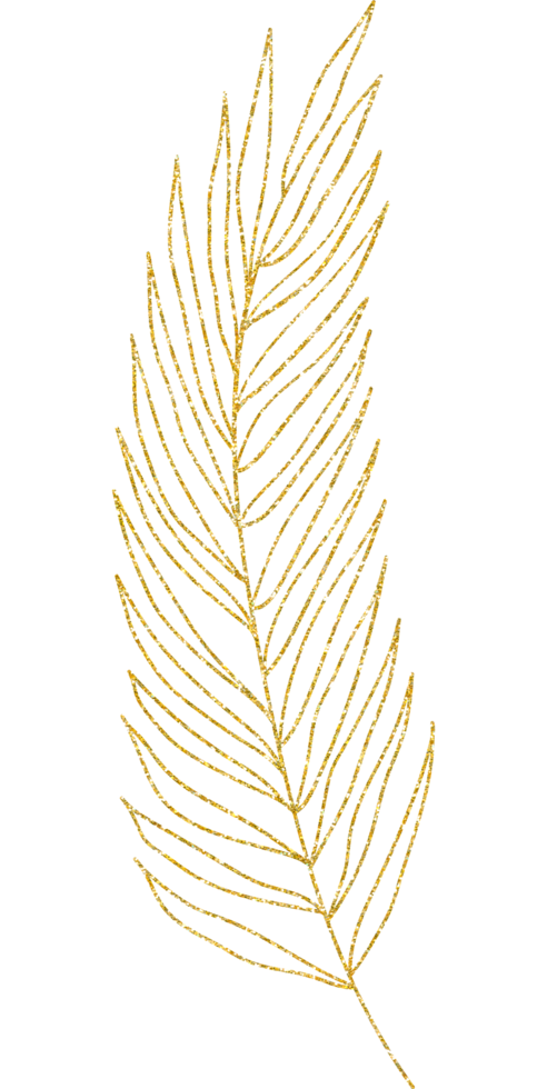 gold gliter flower and leaf png