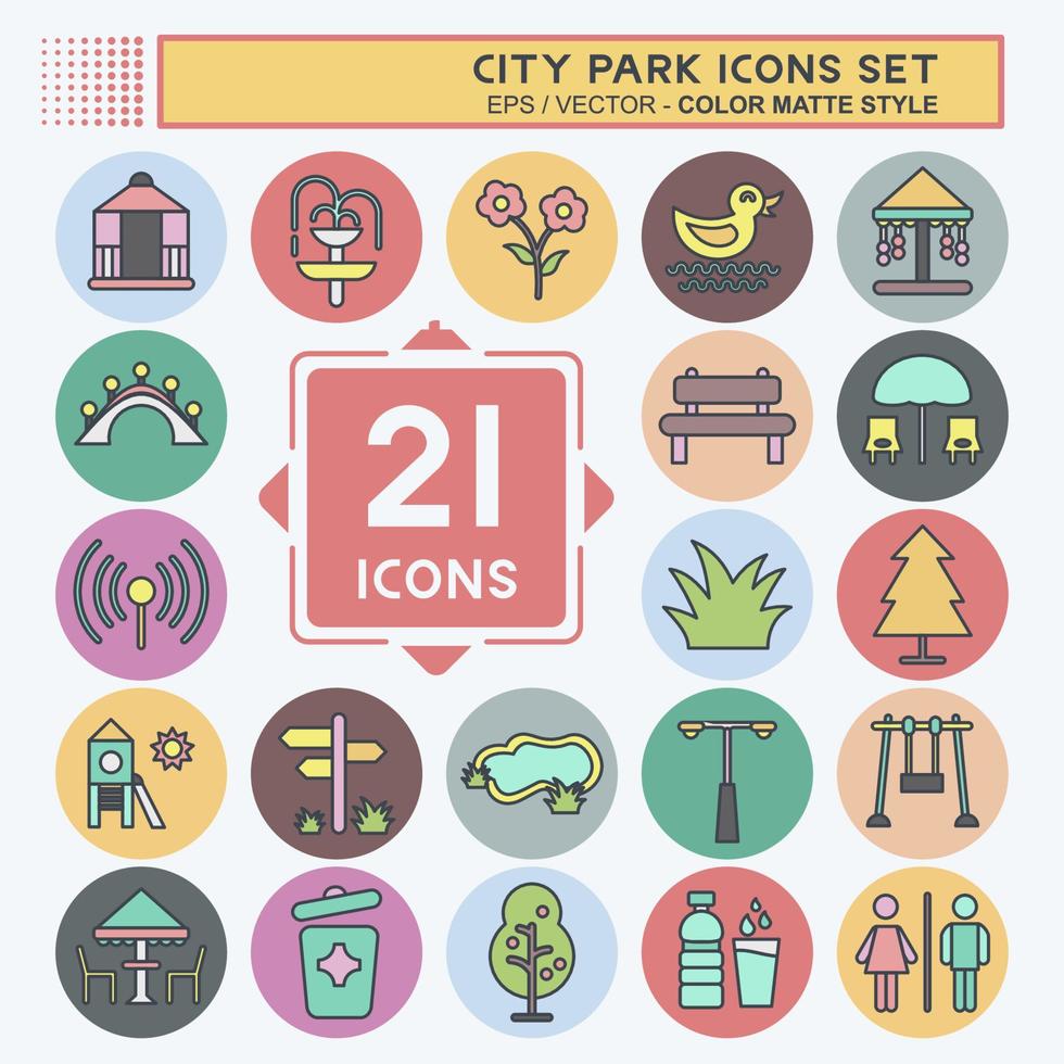 Icon Set City Park. suitable for Building symbol. color mate style. simple design editable. design template vector. simple illustration vector