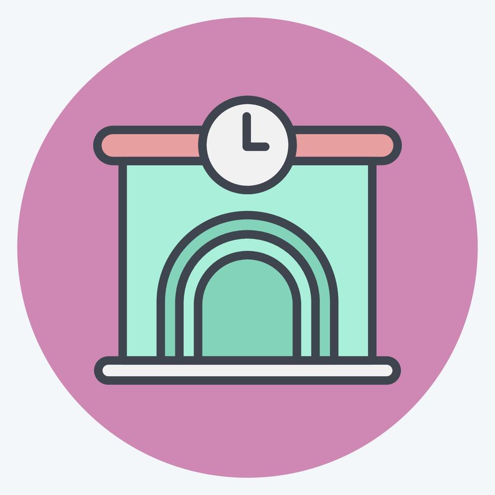 Icon Railway Station. suitable for education symbol. color mate style. simple design editable. design template vector. simple illustration vector