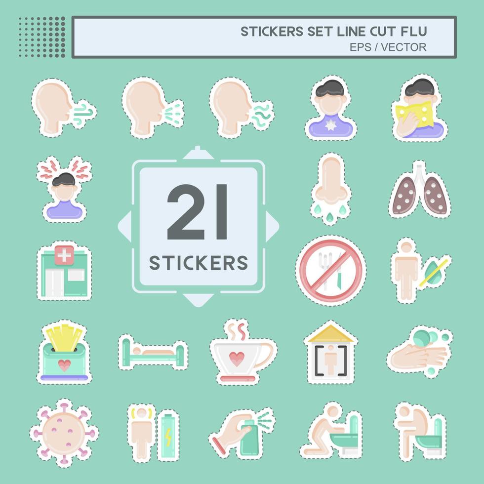Sticker line cut Set Flu. suitable for education symbol. simple design editable. design template vector. simple illustration vector