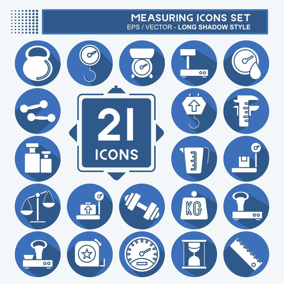 Icon Set Measuring. suitable for education symbol. long shadow style. simple design editable. design template vector. simple illustration vector