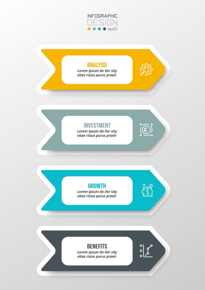 concepto de negocio de plantilla infográfica con flujo de trabajo. vector