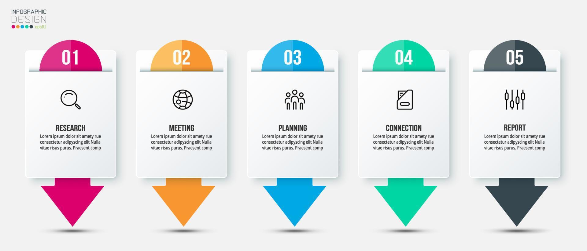 concepto de negocio de plantilla infográfica con paso. vector