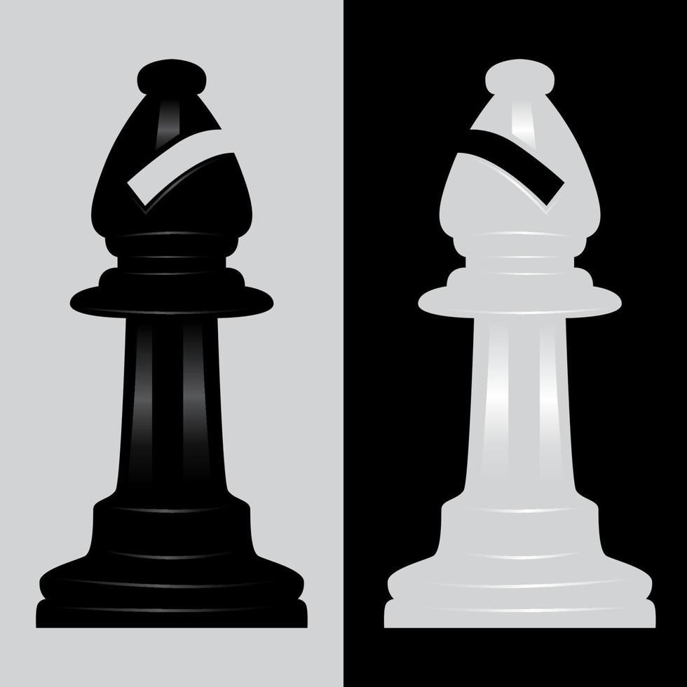 Bishop black and white chess piece vector illustration