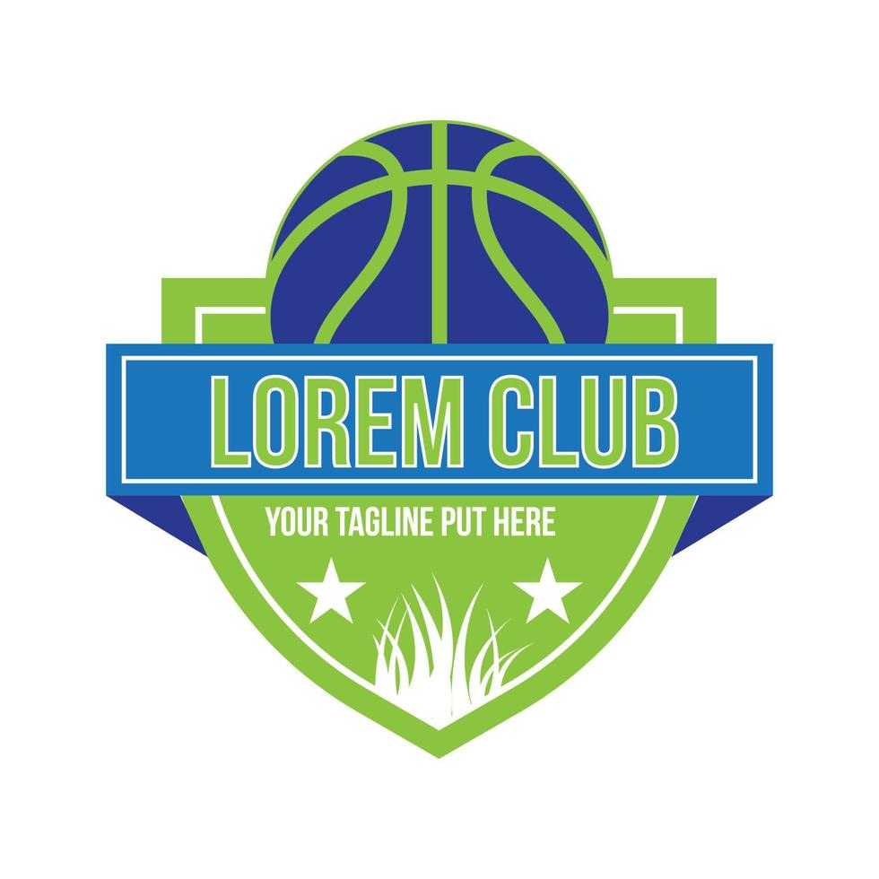 plantilla de logotipo de club de baloncesto deportivo moderno azul y verde vector