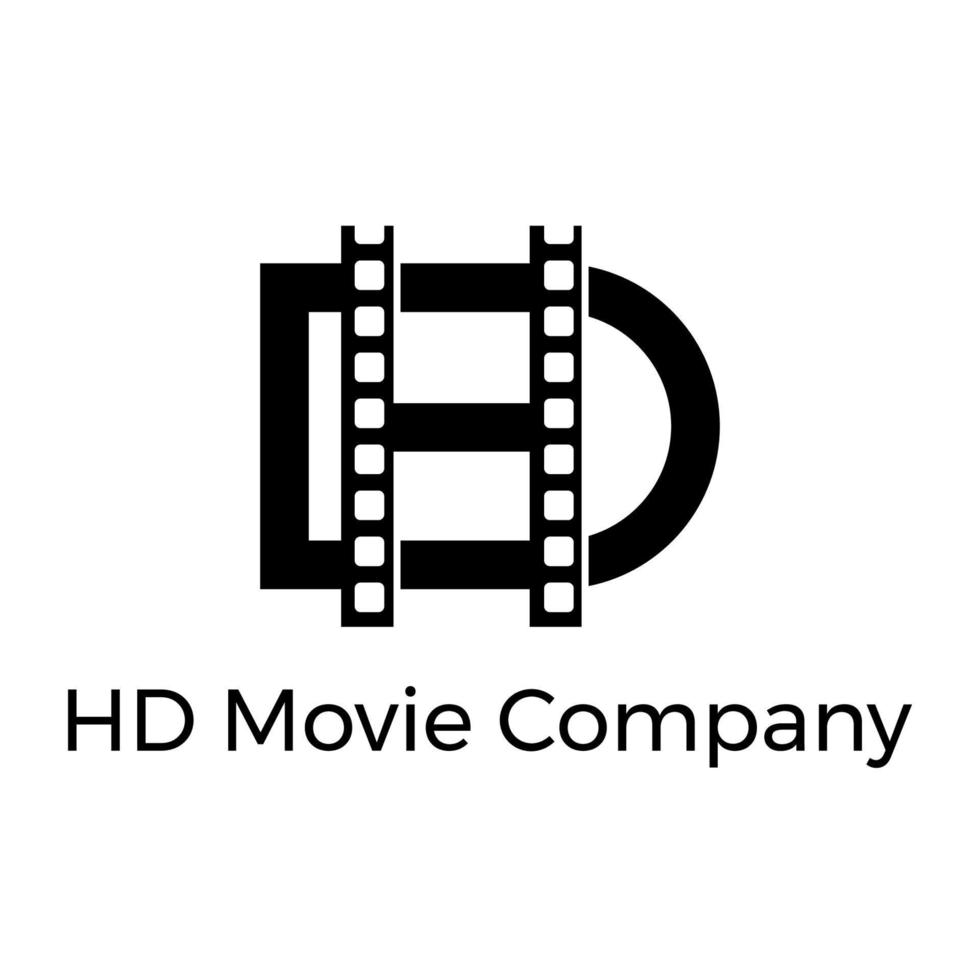 letter HD logo with negative film icon suitable for movie company vector