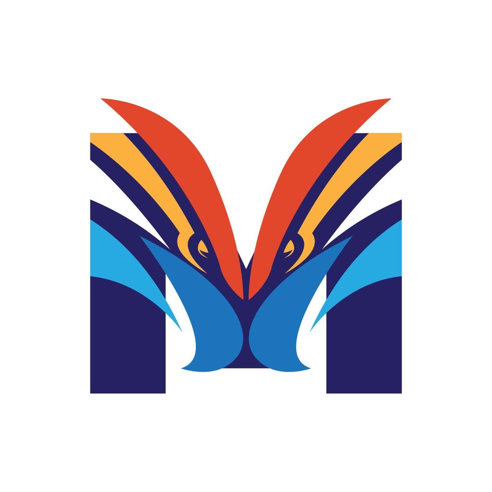 Letter M initial logo with eagle head vector template