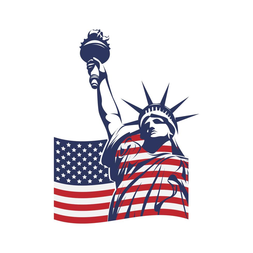 modern flat liberty logo with usa america flag vector illustration