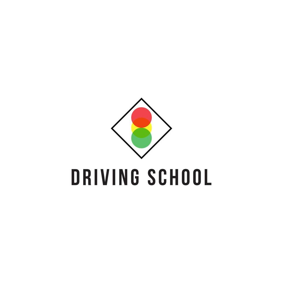 simple traffict light driving school logo vector