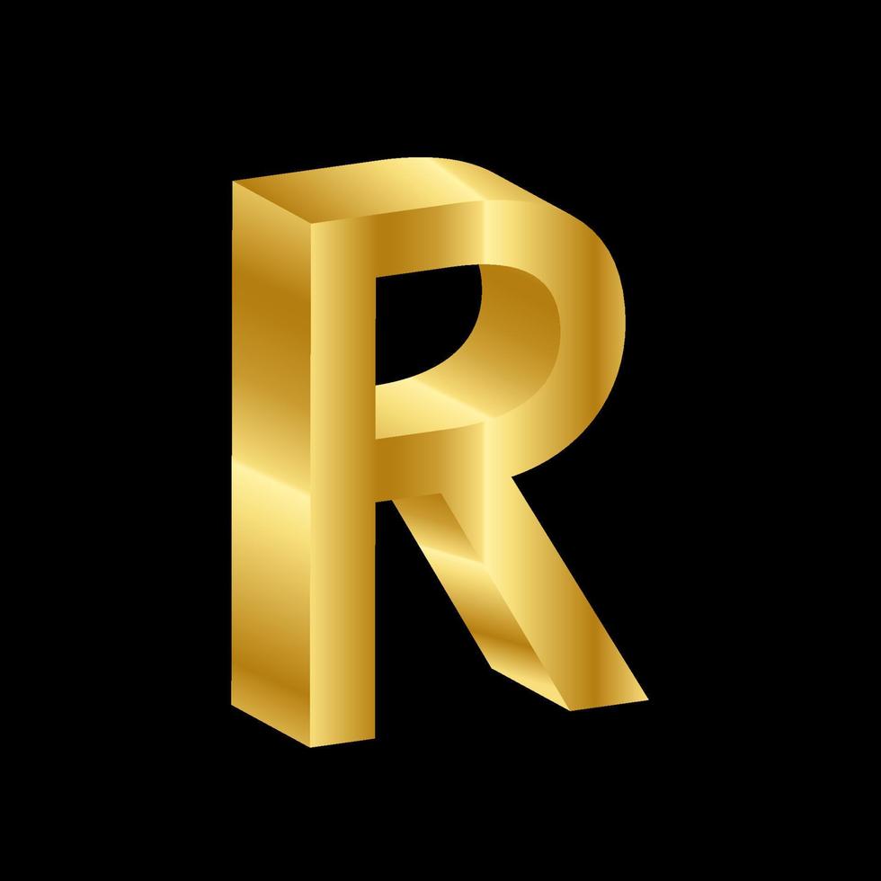 gold 3D luxury rand currency symbol vector