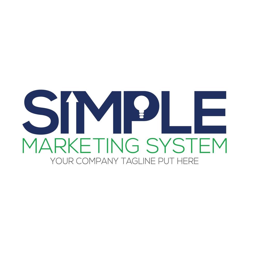 SIMPLE marketing system logo with lamp and arrow illustration vector