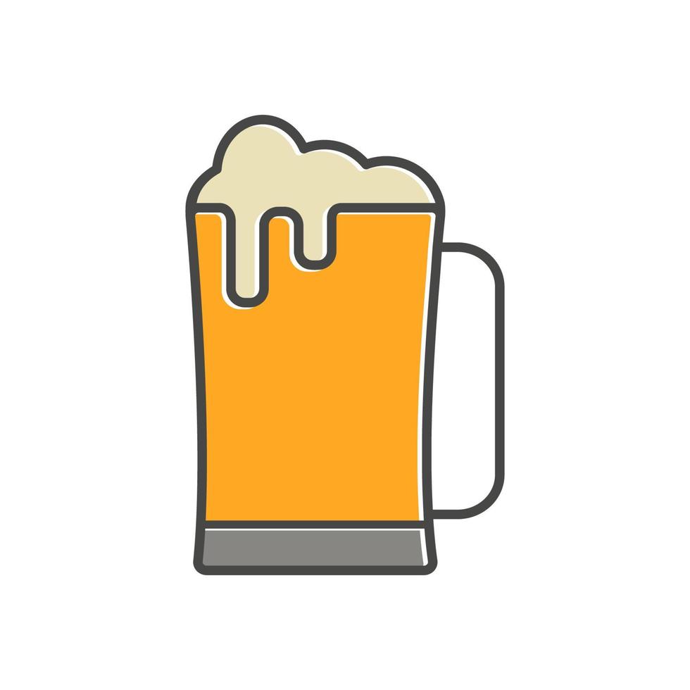 a glass of beer illustration in trendy fflat design vector